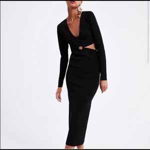 Zara cut out ribbed midi dress